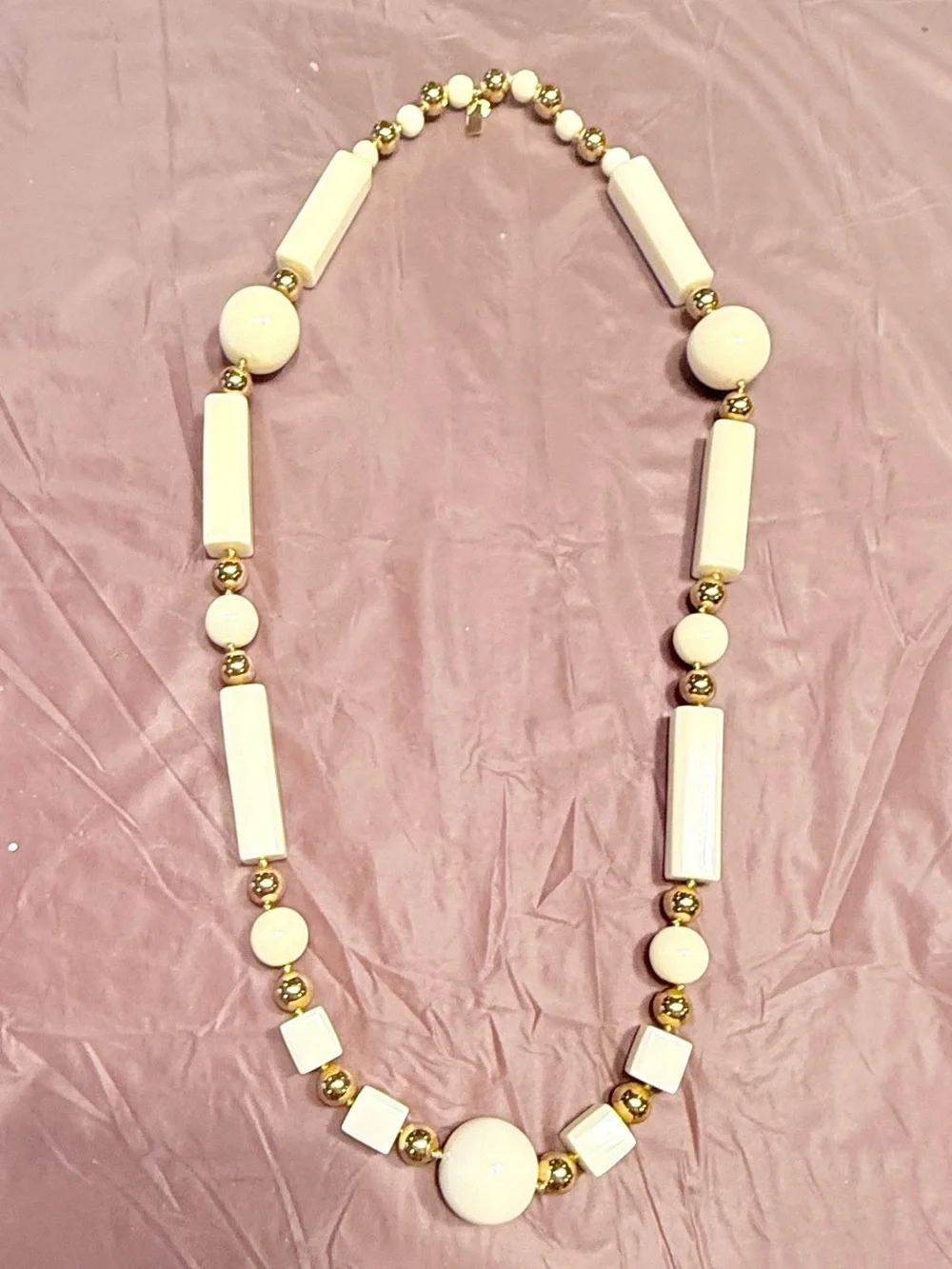 Kate Spade MARINA BAY CHUNKY BEADS CREAM IVORY GOLD Long Station Necklace